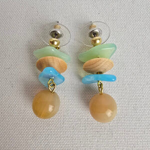 Natural Stone Brown & Blue Drop Earrings